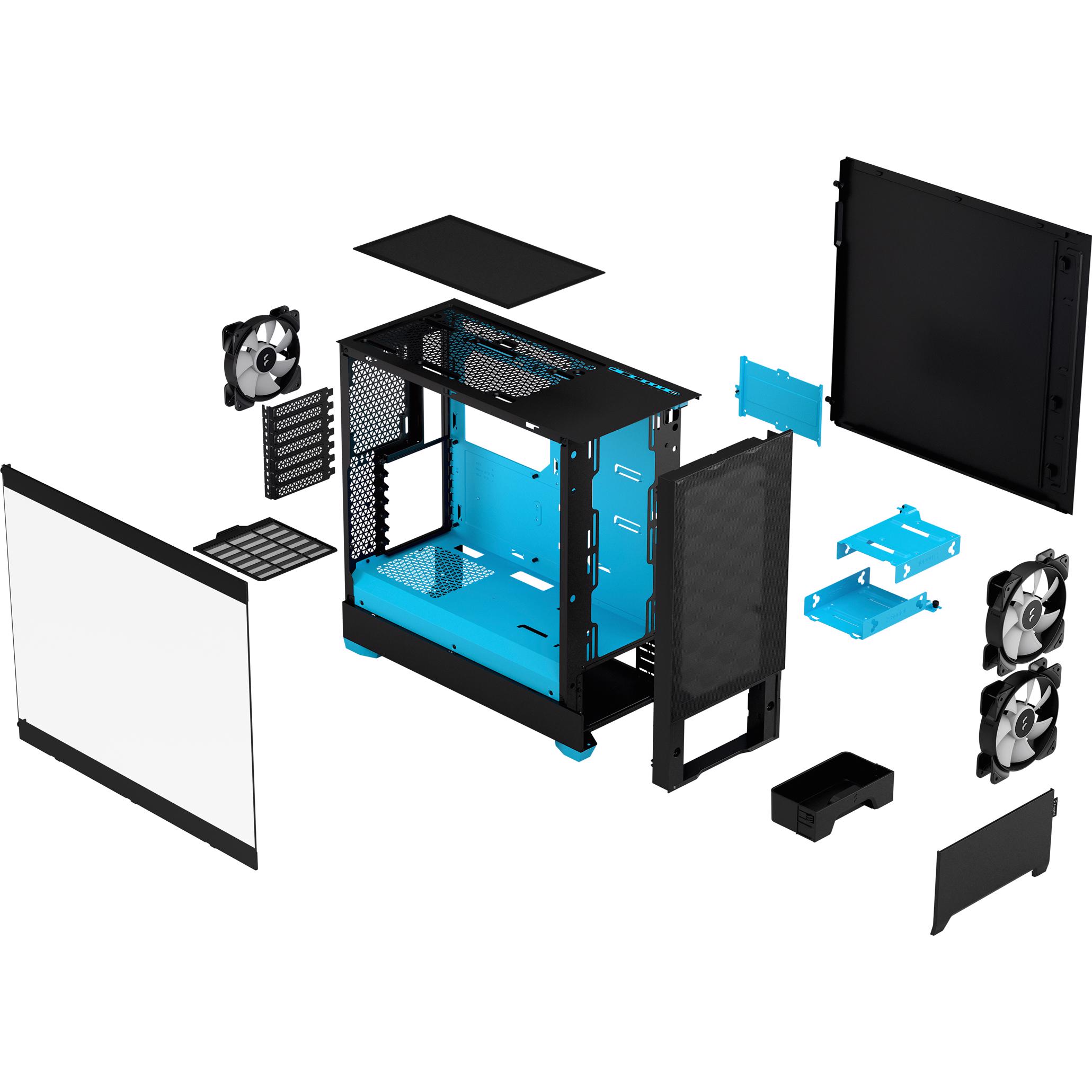 A large main feature product image of Fractal Design Pop Air RGB TG Clear Tint Mid Tower Case (Cyan Core)