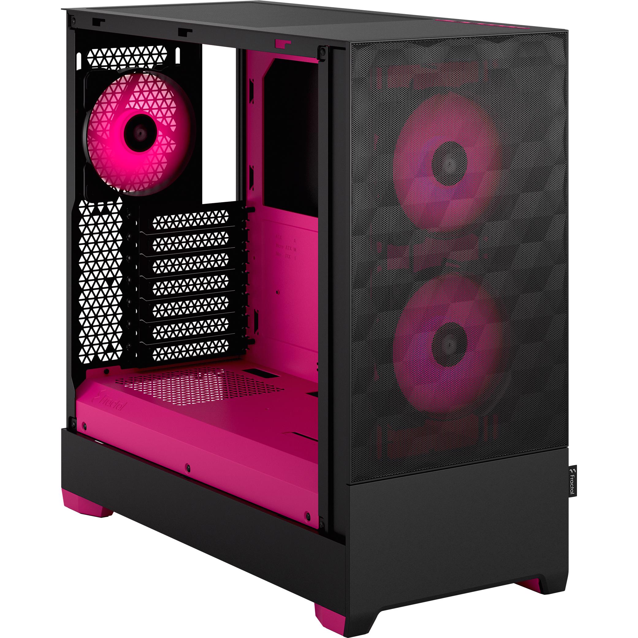 A large main feature product image of Fractal Design Pop Air RGB TG Clear Tint Mid Tower Case (Magenta Core)