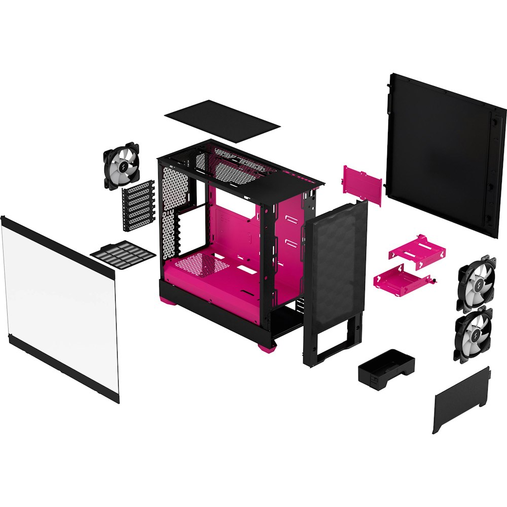 A large main feature product image of Fractal Design Pop Air RGB TG Clear Tint Mid Tower Case (Magenta Core)
