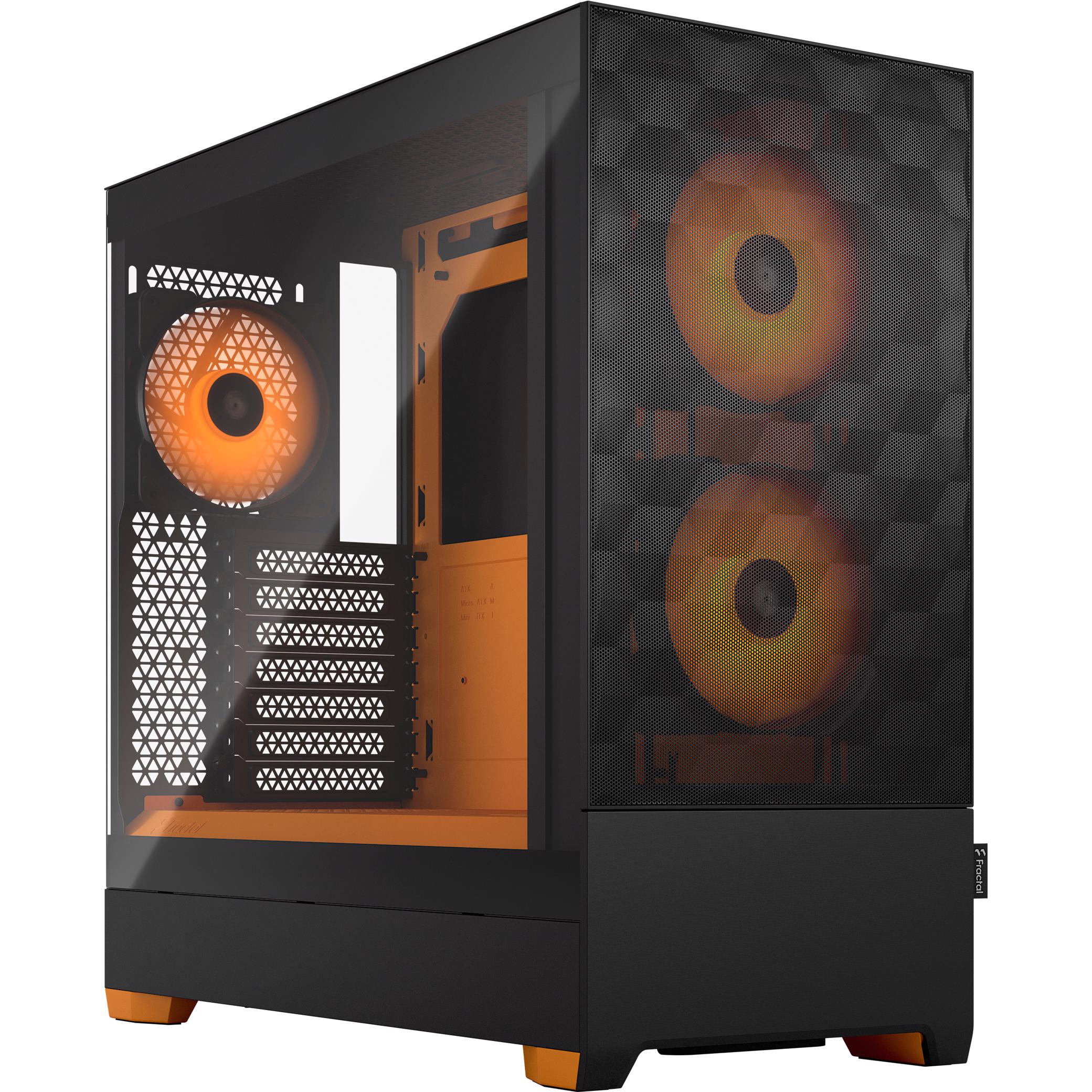 A large main feature product image of Fractal Design Pop Air RGB TG Clear Tint Mid Tower Case (Orange Core)