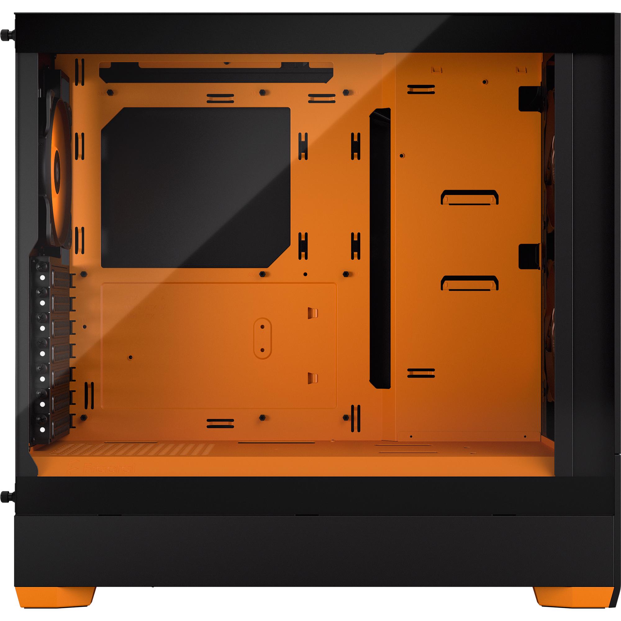 A large main feature product image of Fractal Design Pop Air RGB TG Clear Tint Mid Tower Case (Orange Core)
