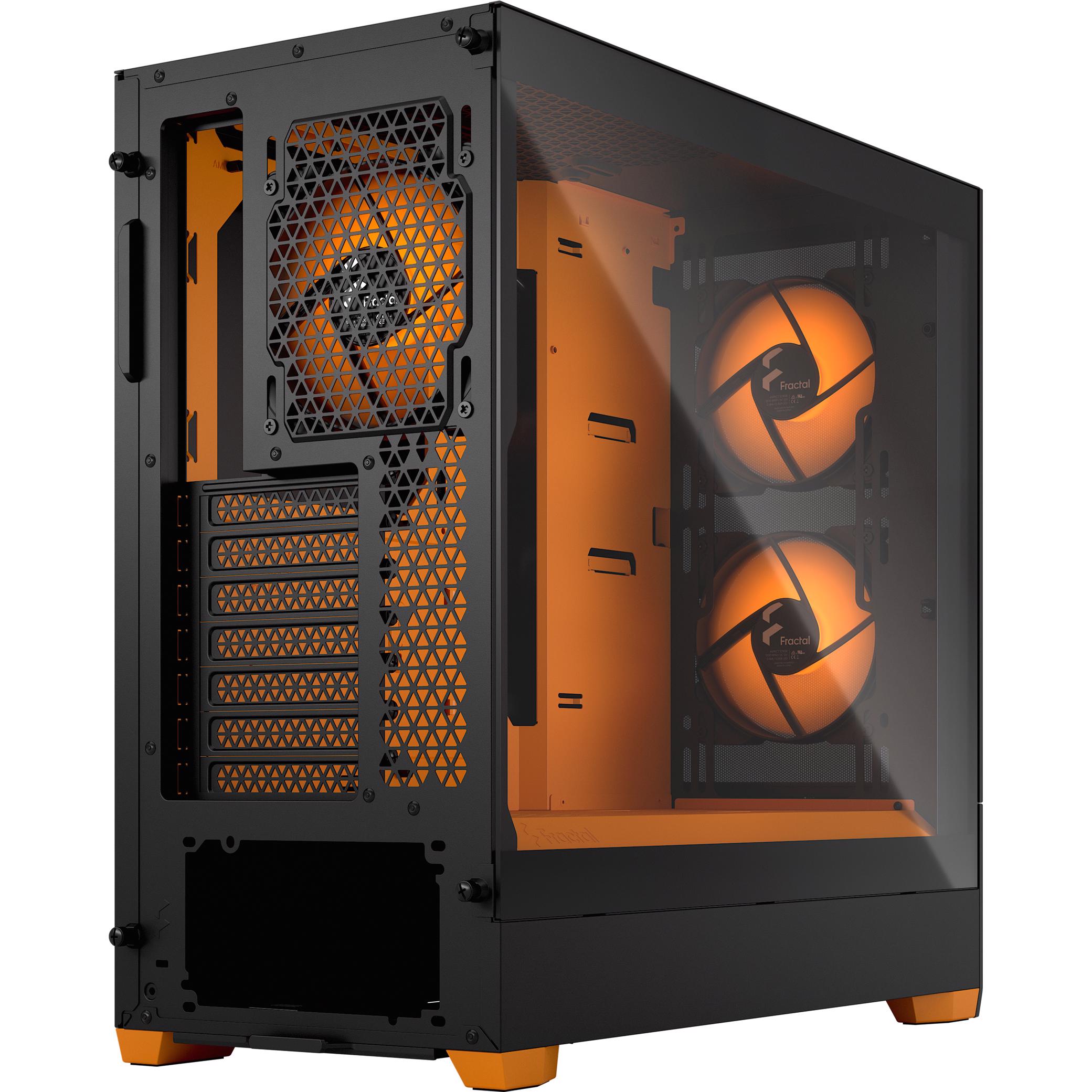 A large main feature product image of Fractal Design Pop Air RGB TG Clear Tint Mid Tower Case (Orange Core)