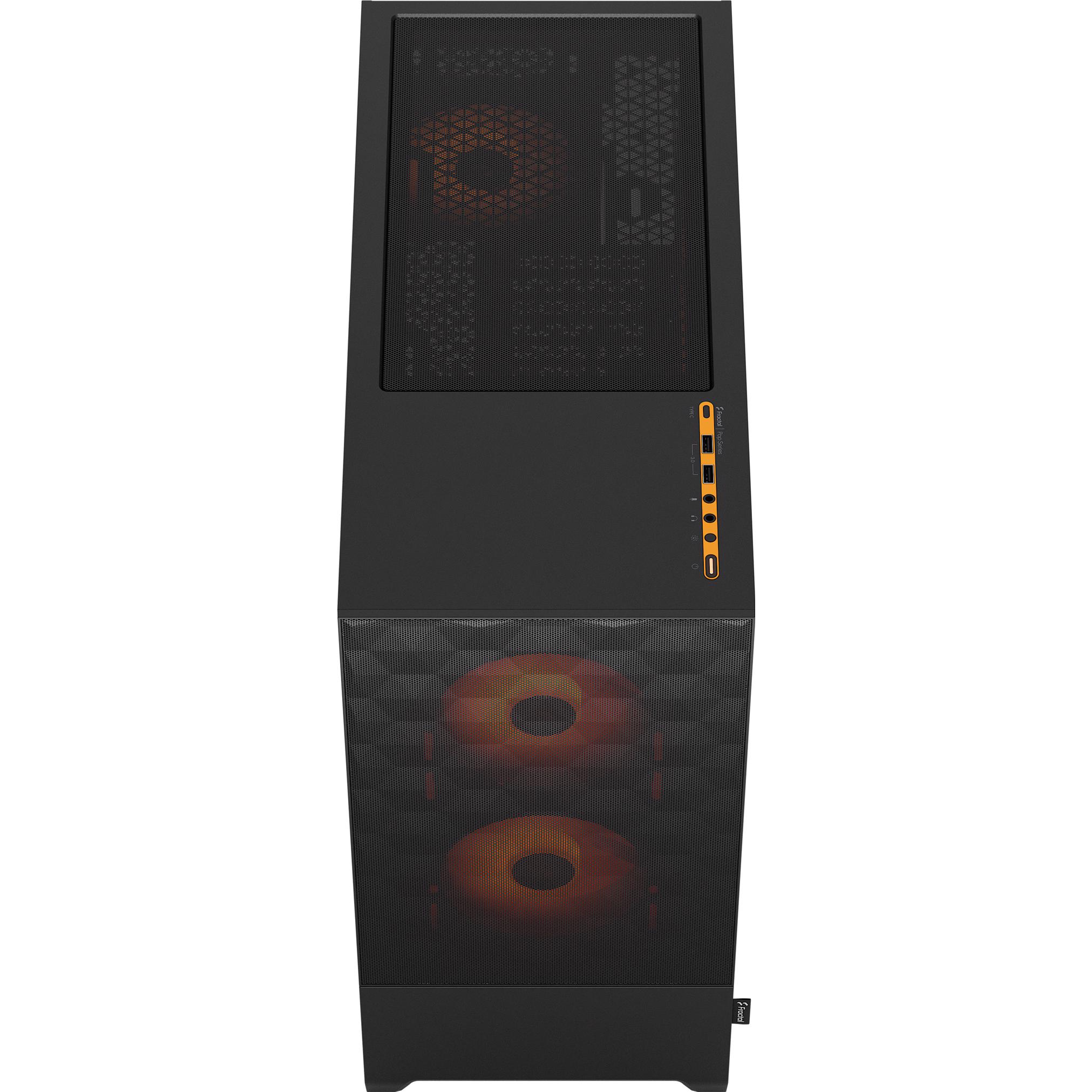 A large main feature product image of Fractal Design Pop Air RGB TG Clear Tint Mid Tower Case (Orange Core)