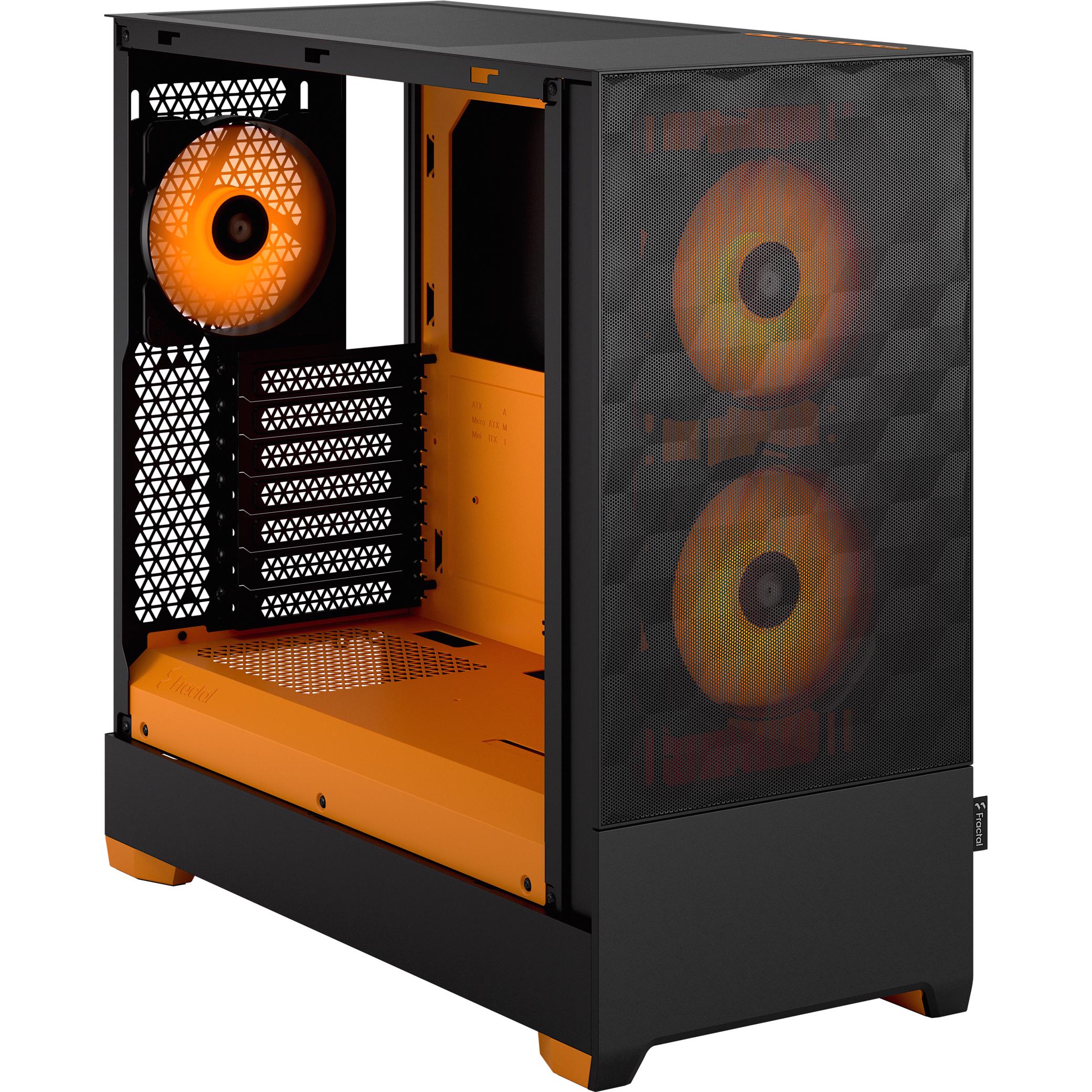 A large main feature product image of Fractal Design Pop Air RGB TG Clear Tint Mid Tower Case (Orange Core)