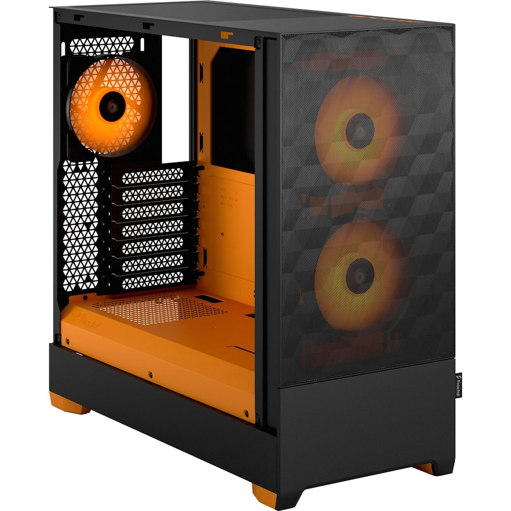 A large main feature product image of Fractal Design Pop Air RGB TG Clear Tint Mid Tower Case - Orange Core
