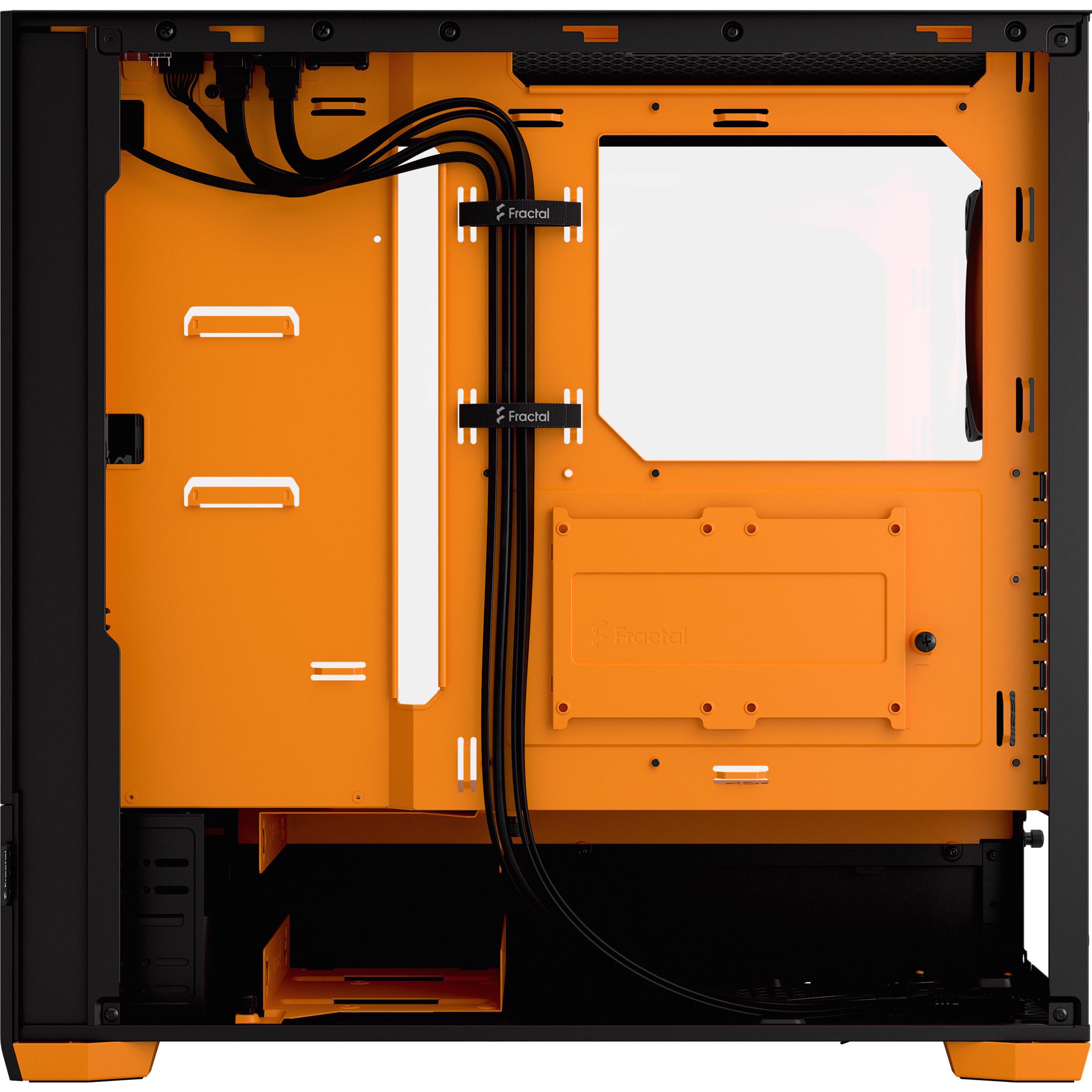A large main feature product image of Fractal Design Pop Air RGB TG Clear Tint Mid Tower Case (Orange Core)