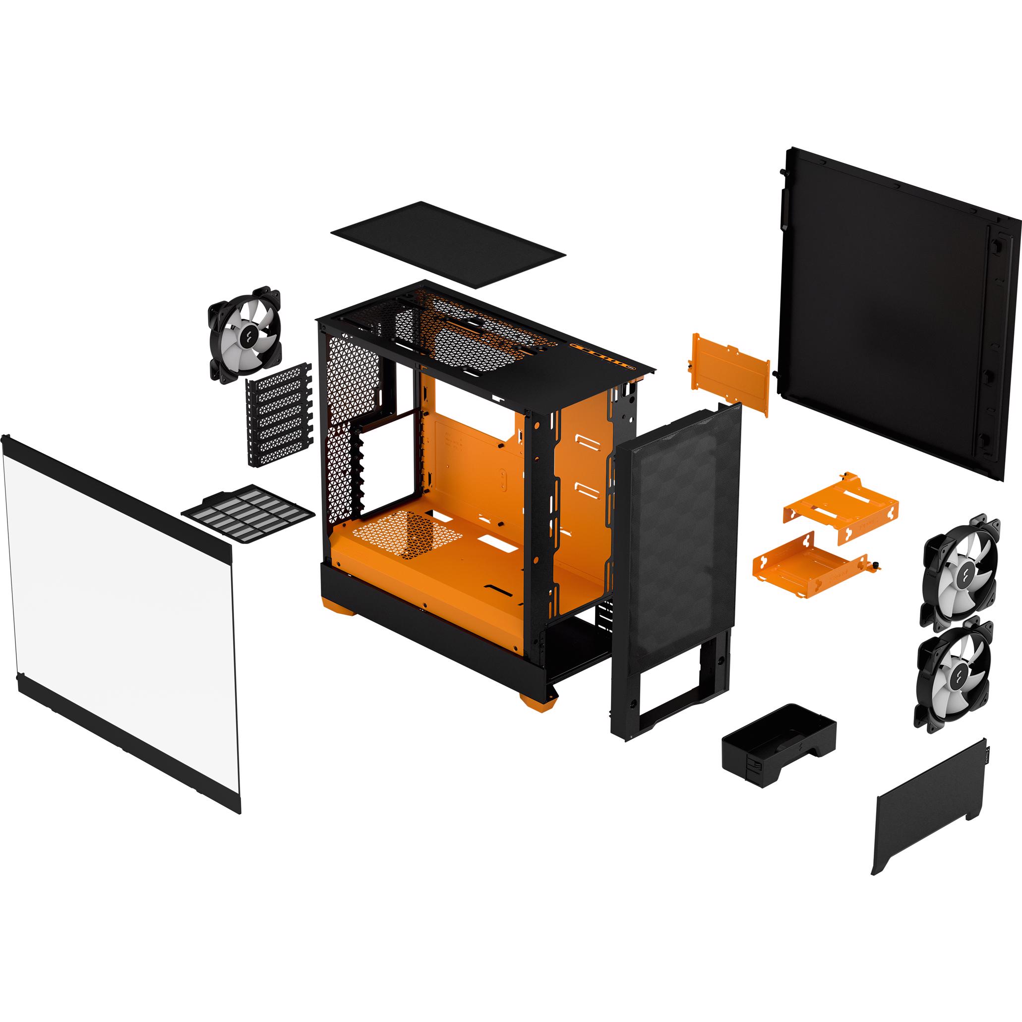 A large main feature product image of Fractal Design Pop Air RGB TG Clear Tint Mid Tower Case (Orange Core)