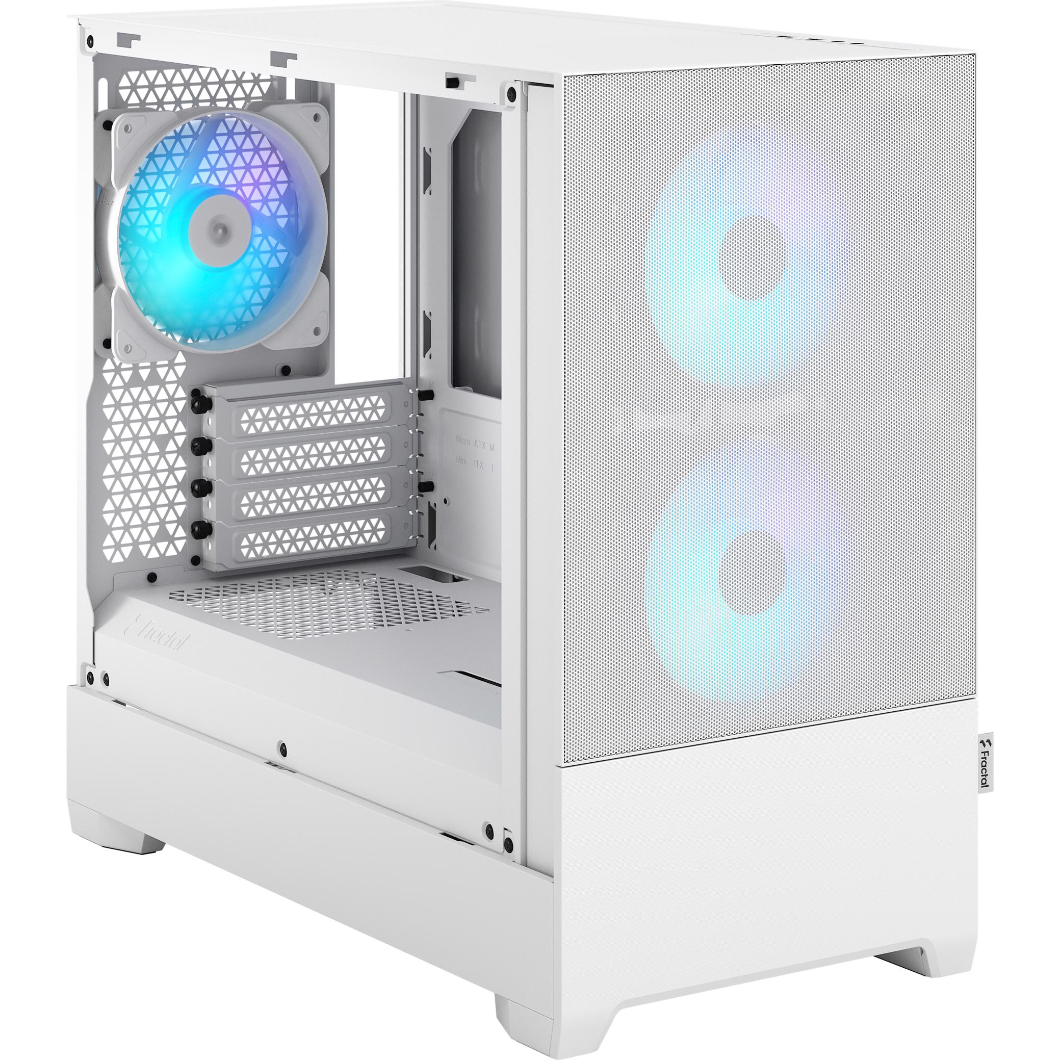 A large main feature product image of Fractal Design Pop Mini Air RGB TG Clear Tint Micro Tower Case (White)