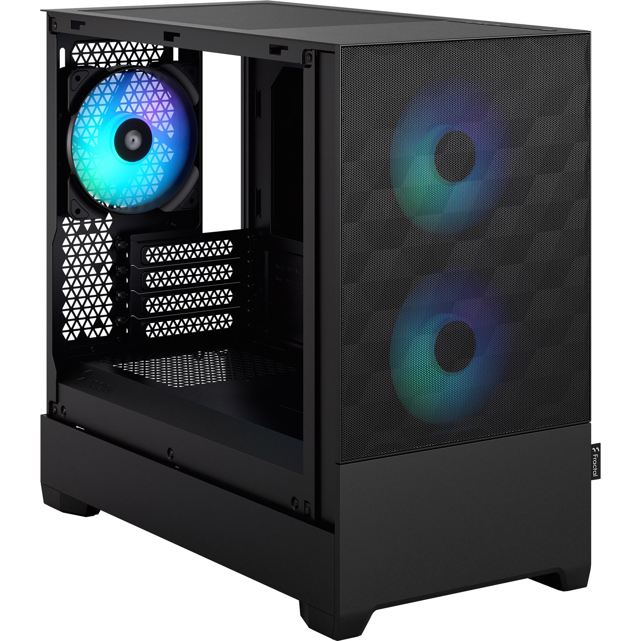 A large main feature product image of Fractal Design Pop Mini Air RGB TG Clear Tint Micro Tower Case (Black)