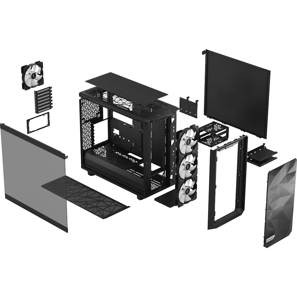A large main feature product image of Fractal Design Meshify 2 Lite RGB TG Light Tint Mid Tower Case - Black