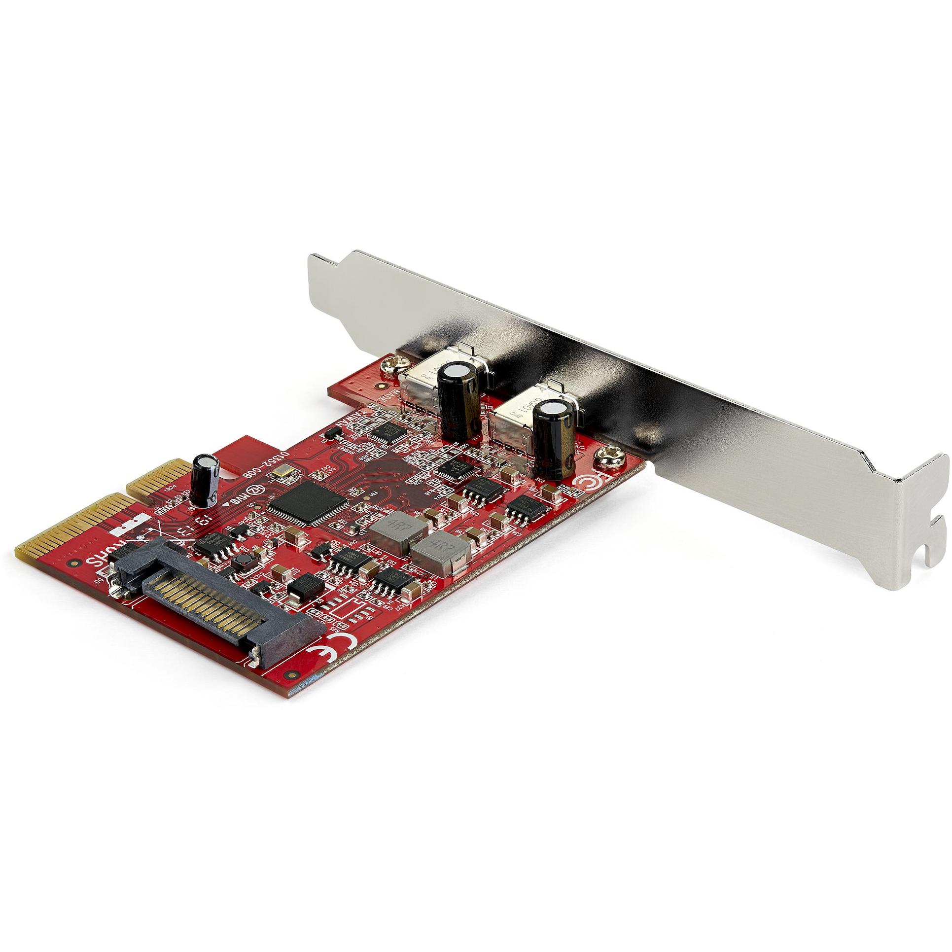 A large main feature product image of Startech PCIe USB 3.1 Card - 2x USB C 3.1 Gen 2 10Gbps - PCIe Gen 3 x4 - ASM3142 Chipset - USB Type C PCI Express Card (PEXUSB312C3)