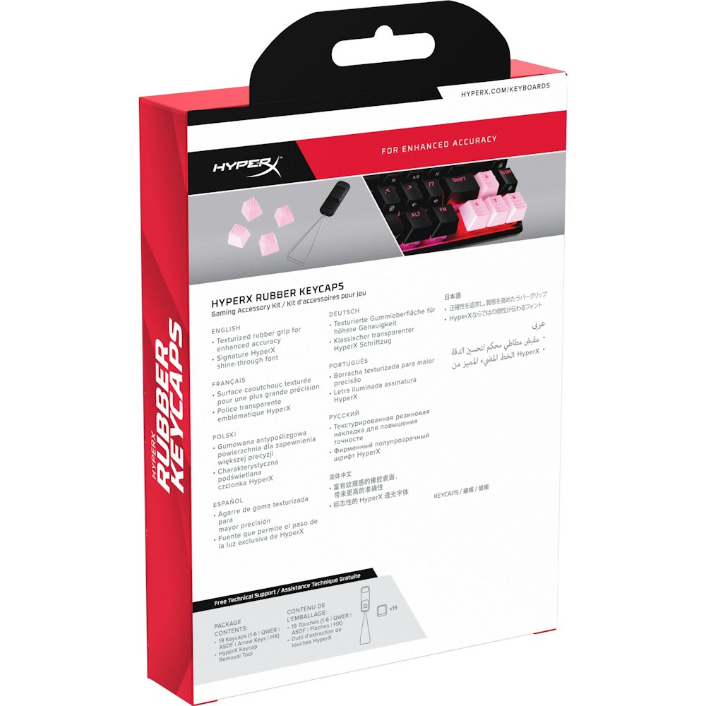 A large main feature product image of HyperX Rubber Keycaps - Accent Set (Pink)