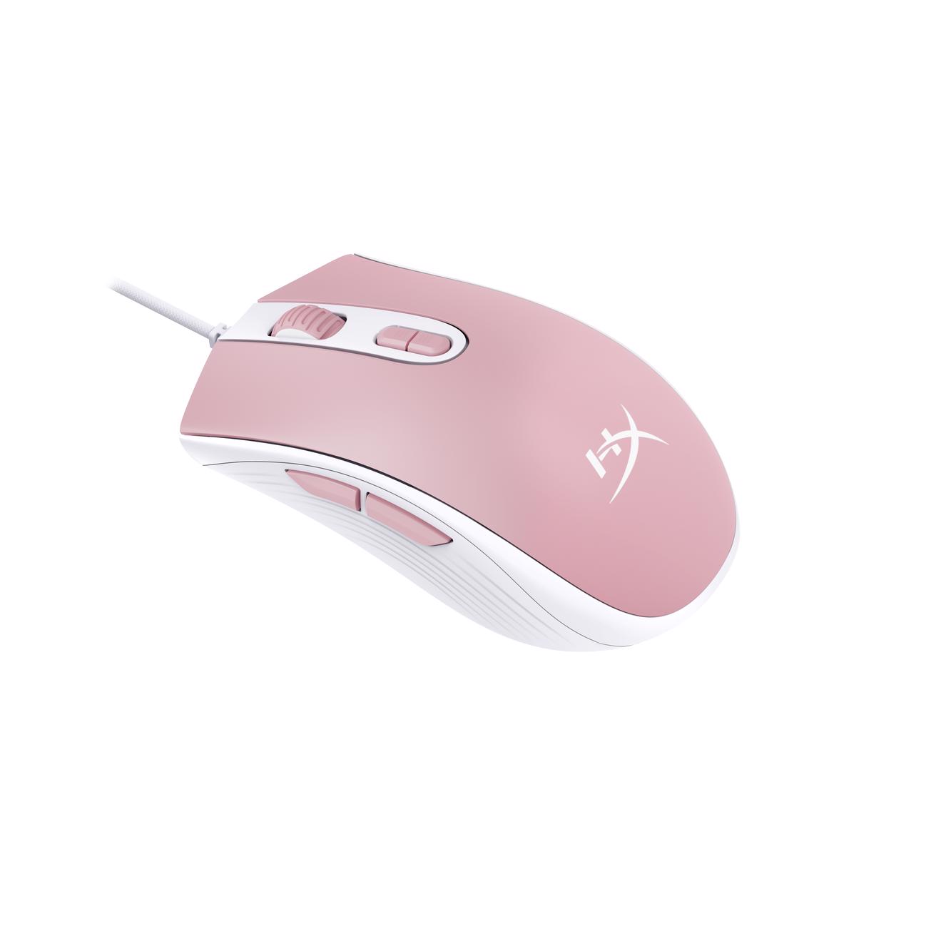 white and pink gaming mouse