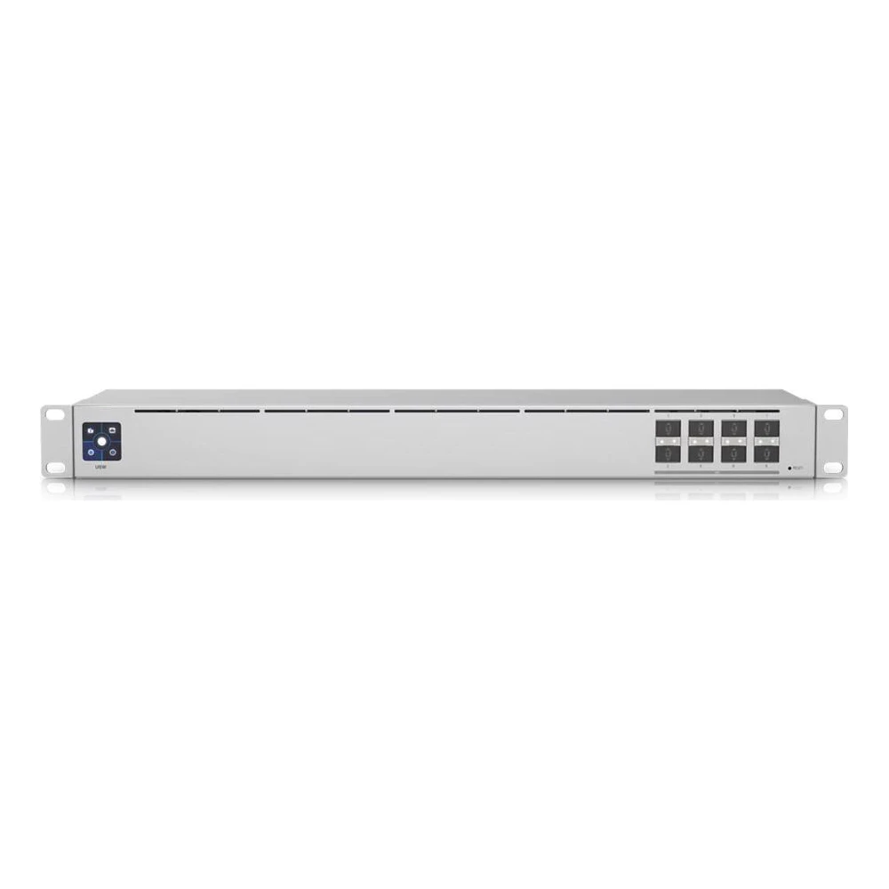 A large main feature product image of Ubiquiti Aggregation 8-Port 10GbE SFP+ Layer 2 Switch