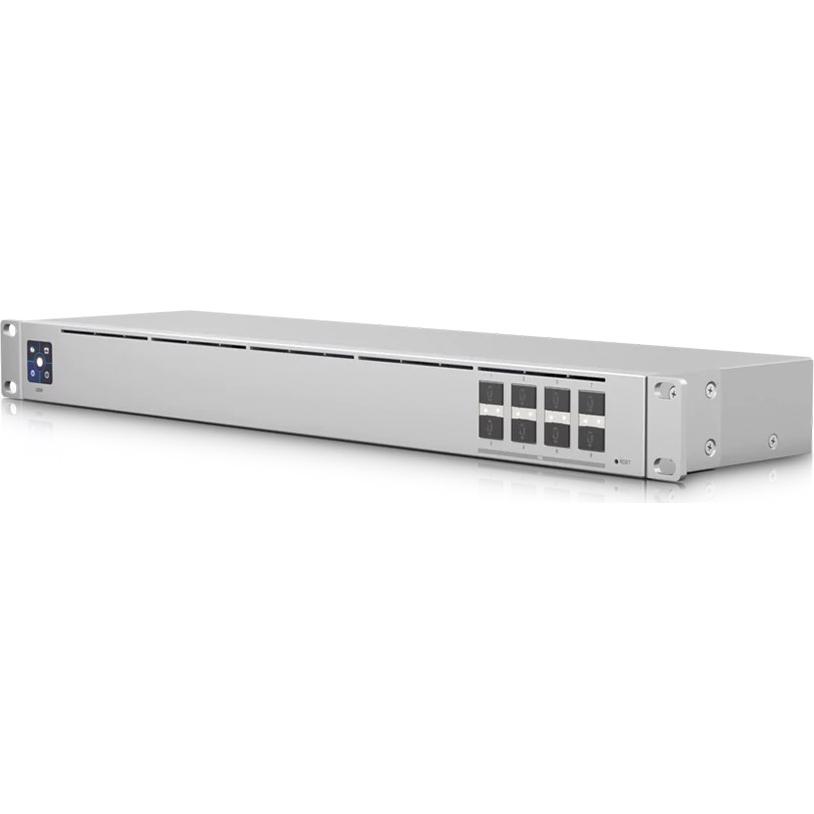 A large main feature product image of Ubiquiti Aggregation 8-Port 10GbE SFP+ Layer 2 Switch