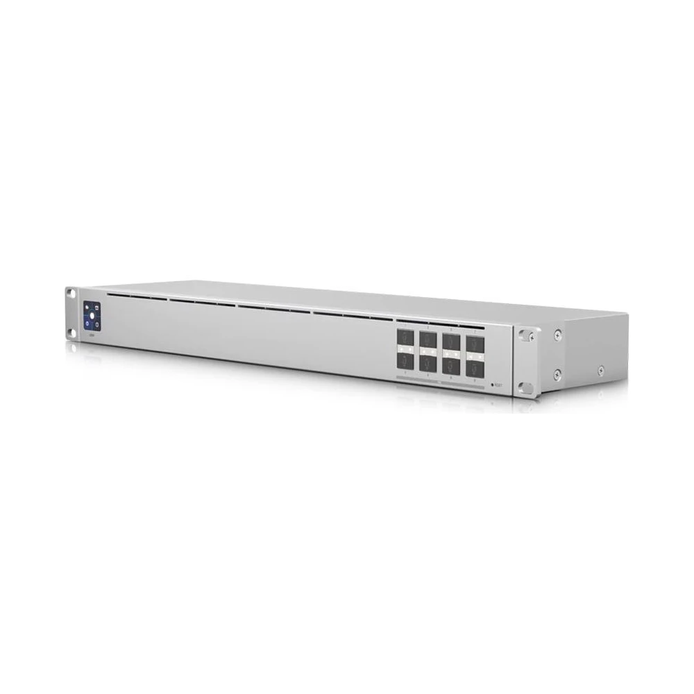 A large main feature product image of Ubiquiti Aggregation 8-Port 10GbE SFP+ Layer 2 Switch
