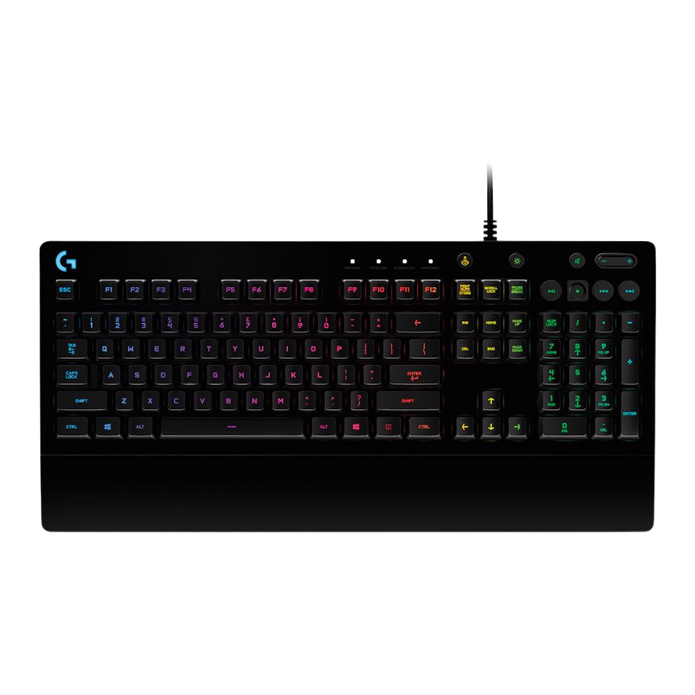 A large main feature product image of Logitech G213 Prodigy Gaming Keyboard with RGB