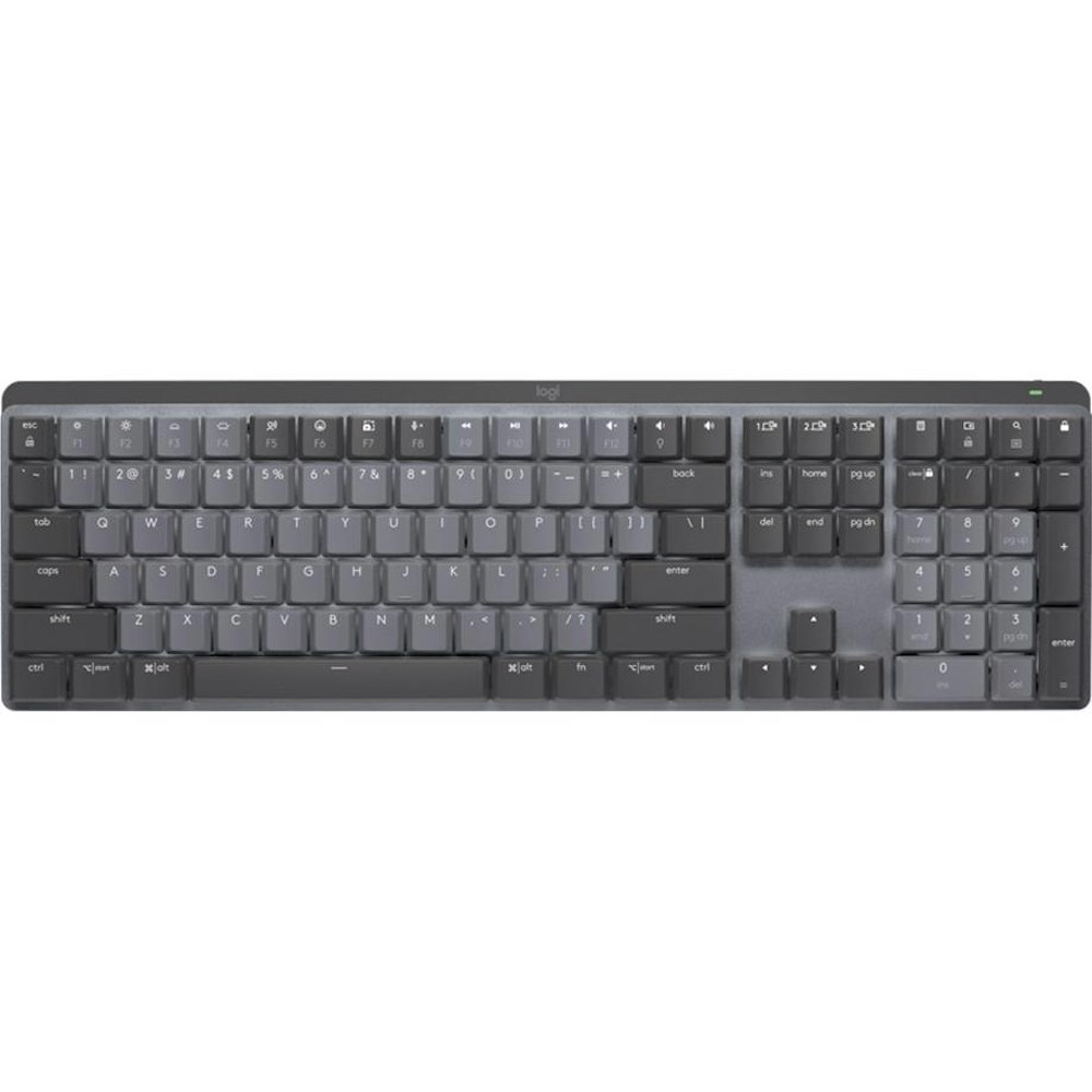 A large main feature product image of Logitech MX Mechanical Wireless Keyboard - Clicky
