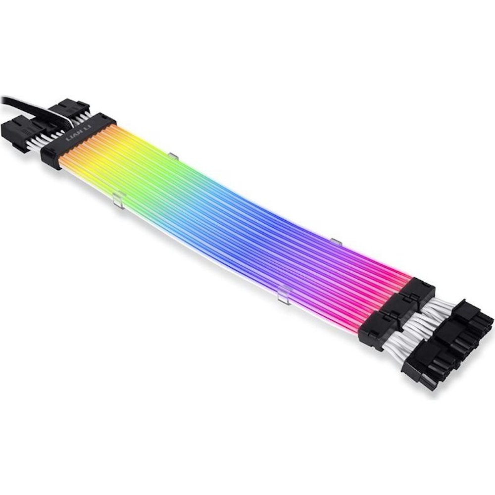 A large main feature product image of Lian Li Strimer Plus V2 8-Pin Triple PCIe ARGB LED Extension Cable