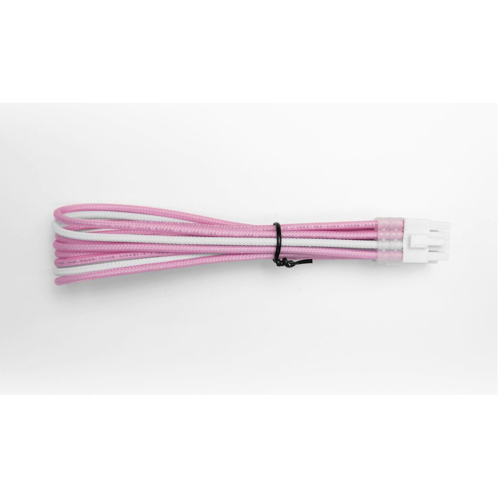 A large main feature product image of GamerChief Elite Series 8-Pin EPS 30cm Sleeved Extension Cable (Pink/White) - White Connector