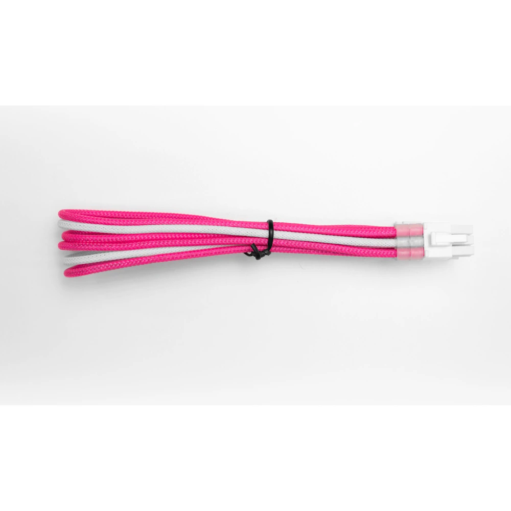 GamerChief Elite Series 6-Pin PCIe 30cm Sleeved Extension Cable (Hot Pink/White) - White Connector