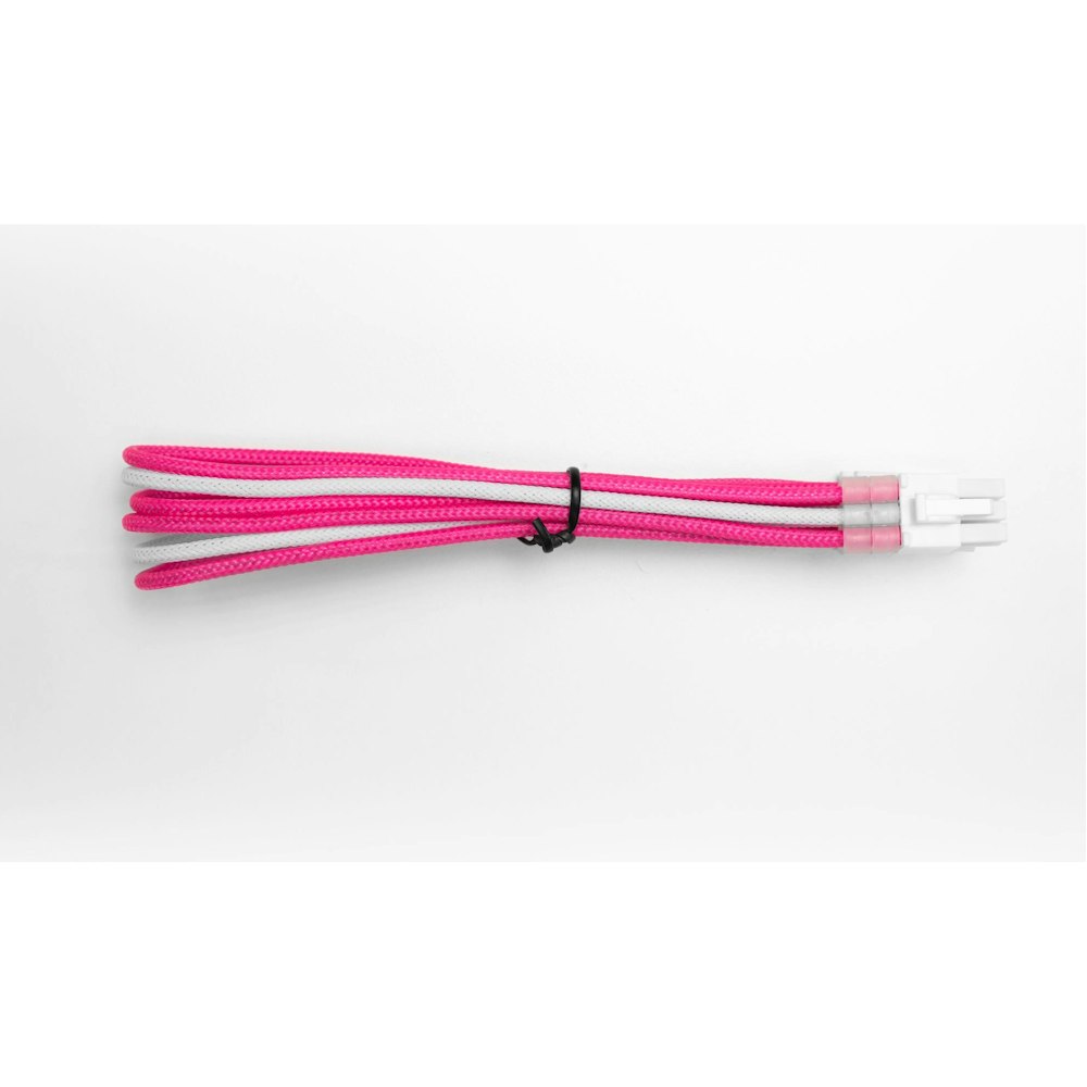A large main feature product image of GamerChief Elite Series 6-Pin PCIe 30cm Sleeved Extension Cable (Hot Pink/White) - White Connector
