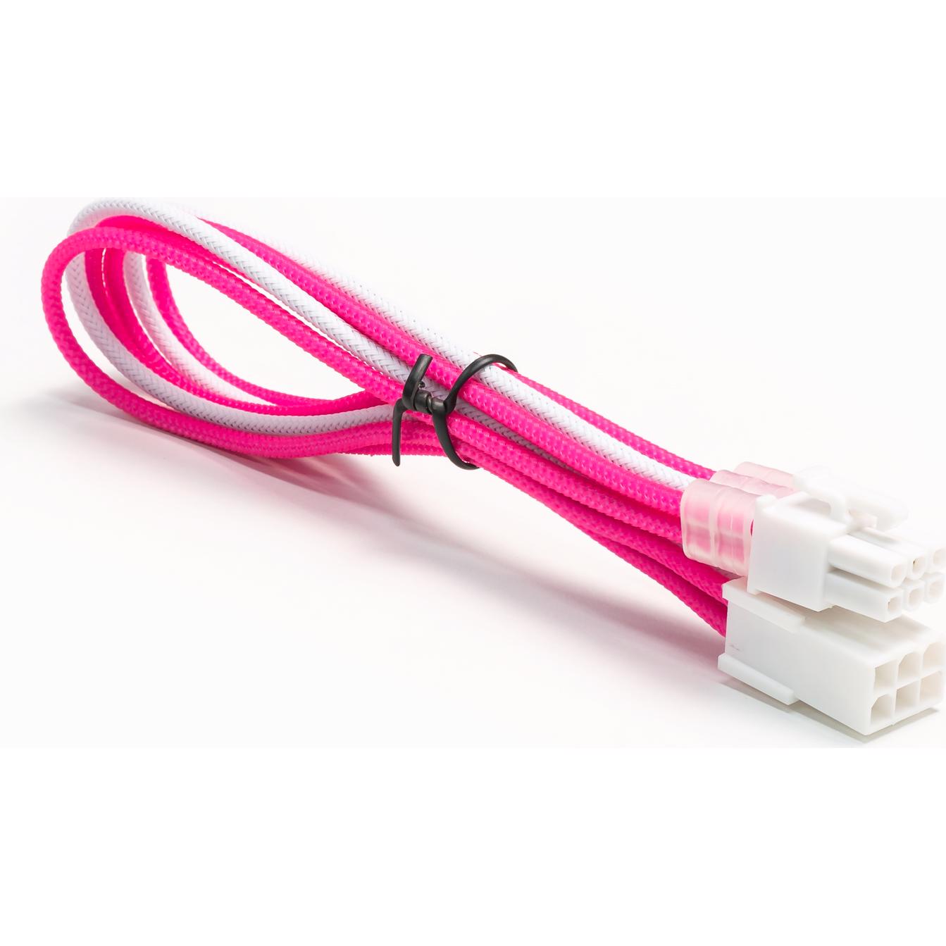 A large main feature product image of GamerChief Elite Series 6-Pin PCIe 30cm Sleeved Extension Cable (Hot Pink/White) - White Connector