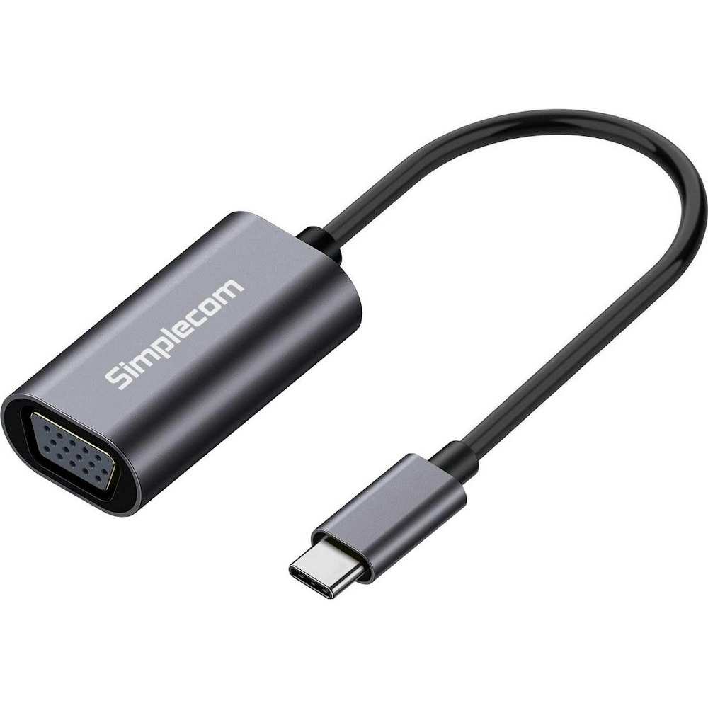 A large main feature product image of Simplecom DA104 USB-C to VGA Adapter Full HD 1080p