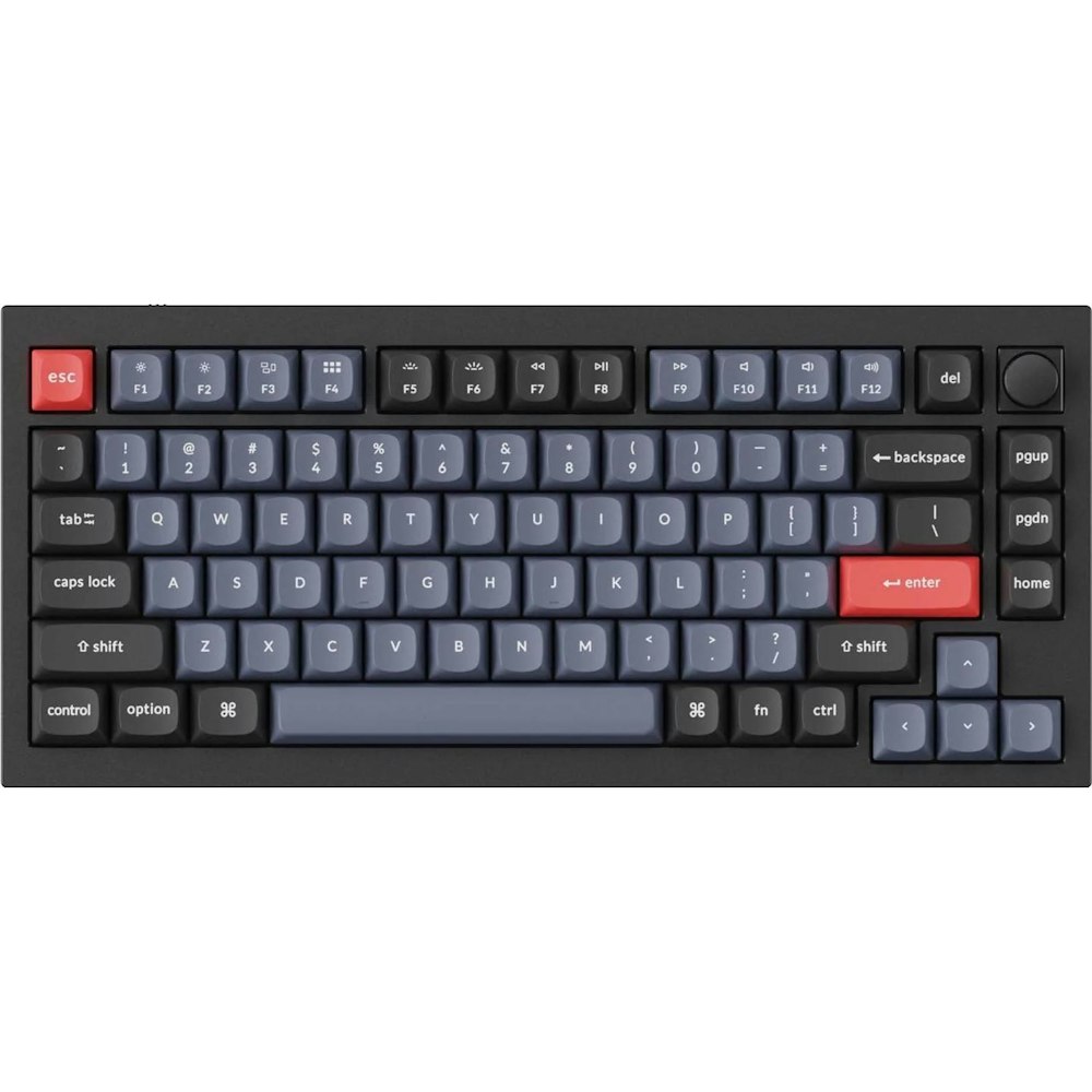 A large main feature product image of Keychron Q1 V2 RGB 75% Hot-Swappable Mechanical Keyboard - Carbon Black (Brown Switch)