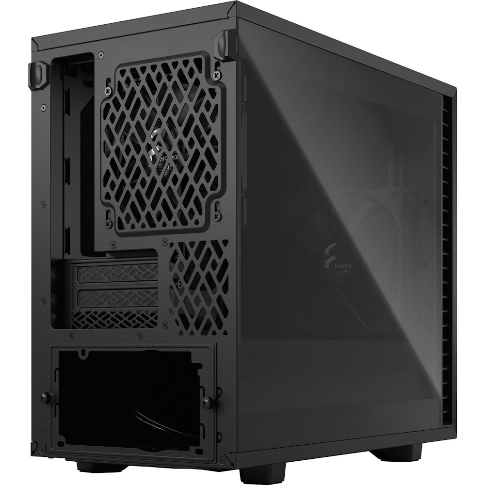A large main feature product image of Fractal Design Define 7 Nano Black Tempered Glass Light Tint Mini ITX Case