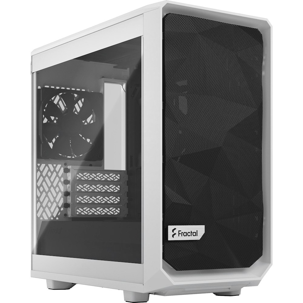 A large main feature product image of Fractal Design Meshify 2 Mini White Tempered Glass Clear Tint mATX Case