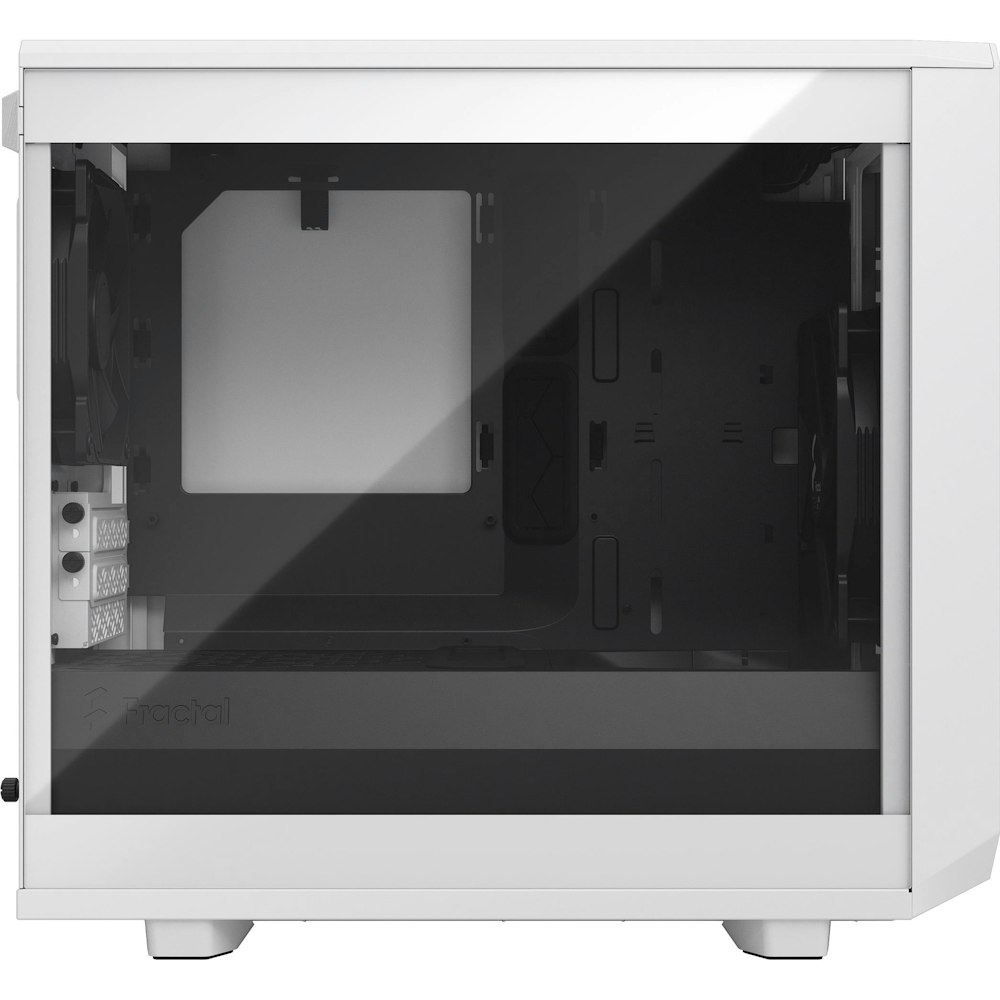 A large main feature product image of Fractal Design Meshify 2 Nano White Tempered Glass Clear Tint Mini ITX Case
