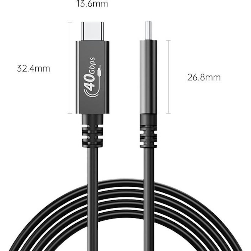 A large main feature product image of ORICO 0.8M USB4 40Gbps Thunderbolt 3 Type-C Cable