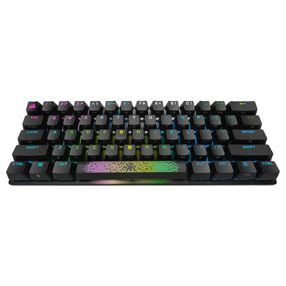 A large main feature product image of Corsair K70 PRO MINI WIRELESS 60% Mechanical CHERRY MX Speed Switch Keyboard with RGB Backlighting - Black
