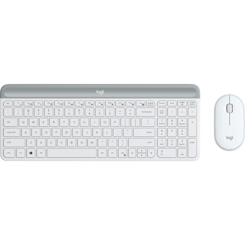 A large main feature product image of Logitech MK470 Slim Wireless Keyboard and Mouse - Off White