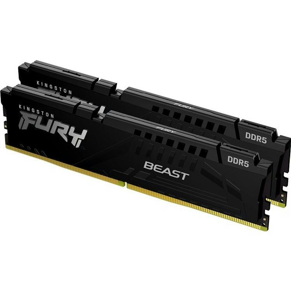 A large main feature product image of Kingston 16GB Kit (2x8GB) DDR5 Fury Beast C40 5200MHz - Black