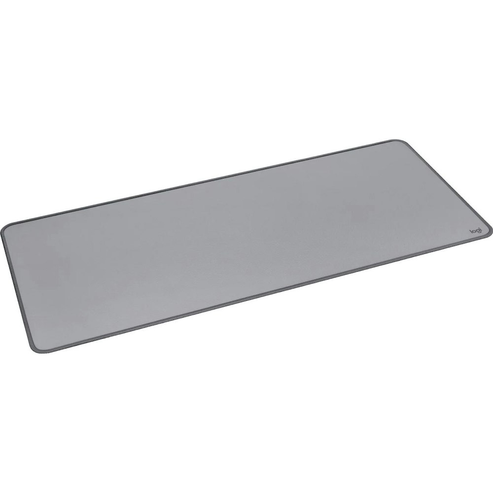 A large main feature product image of Logitech Studio Series Deskmat - Mid Grey