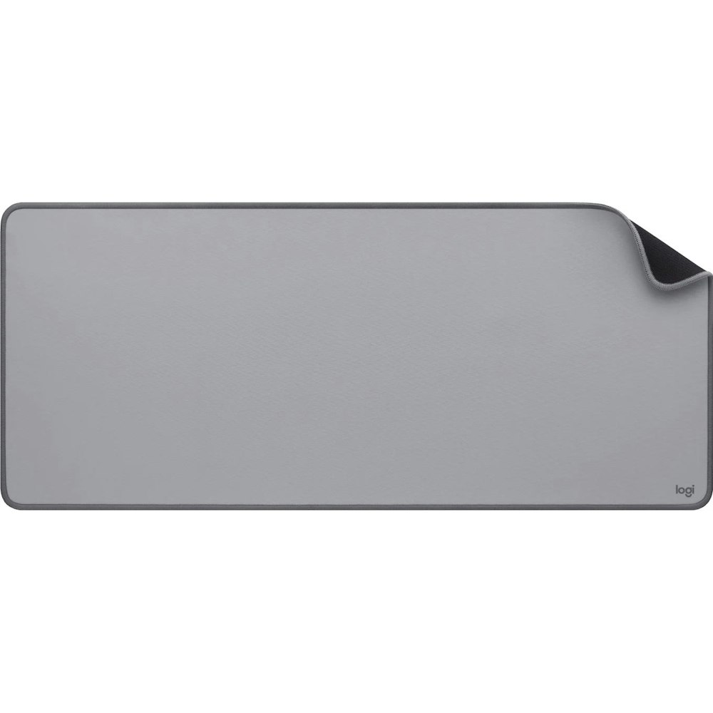 A large main feature product image of Logitech Studio Series Deskmat - Mid Grey