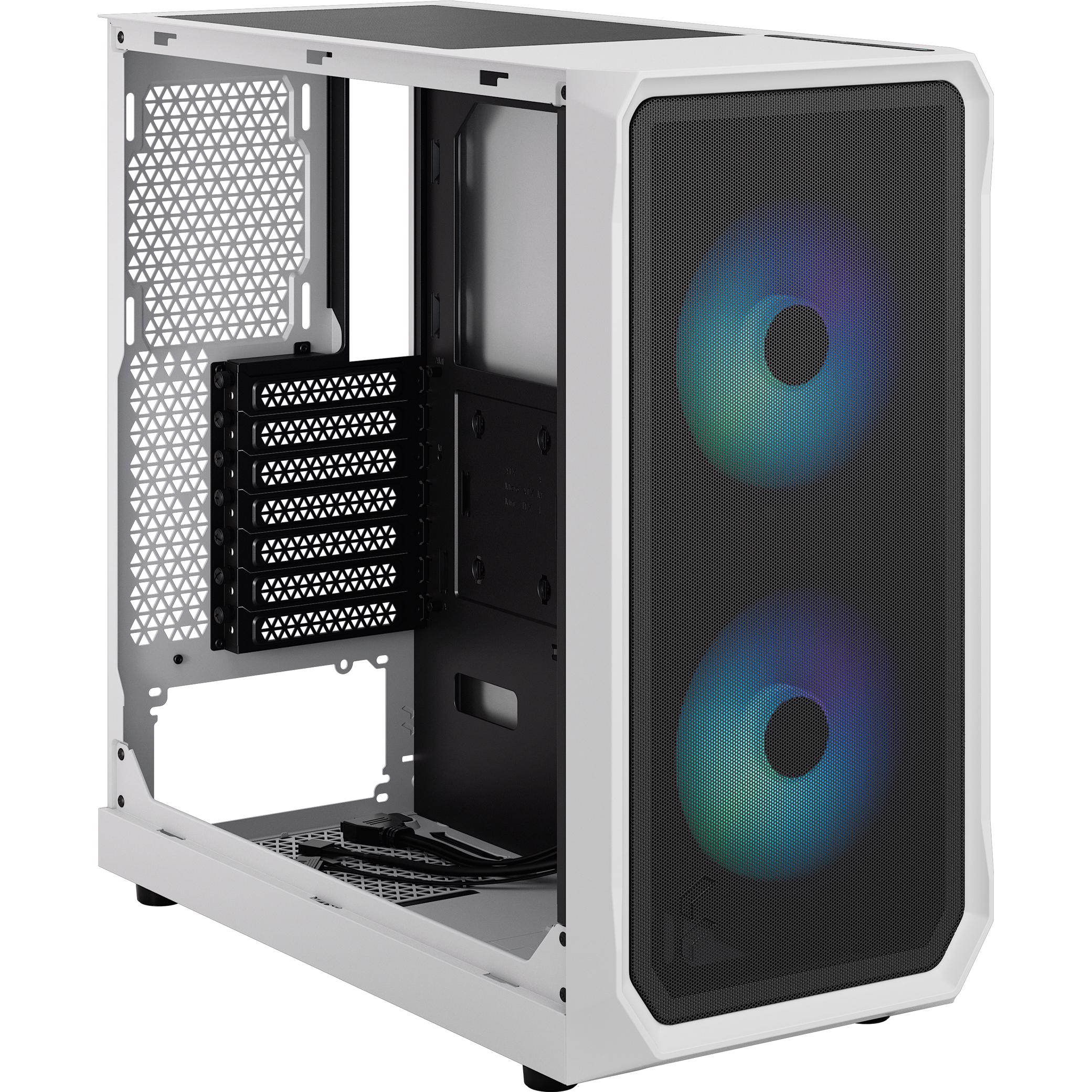 A large main feature product image of Fractal Design Focus 2 RGB TG Clear Tint Mid Tower Case (White)