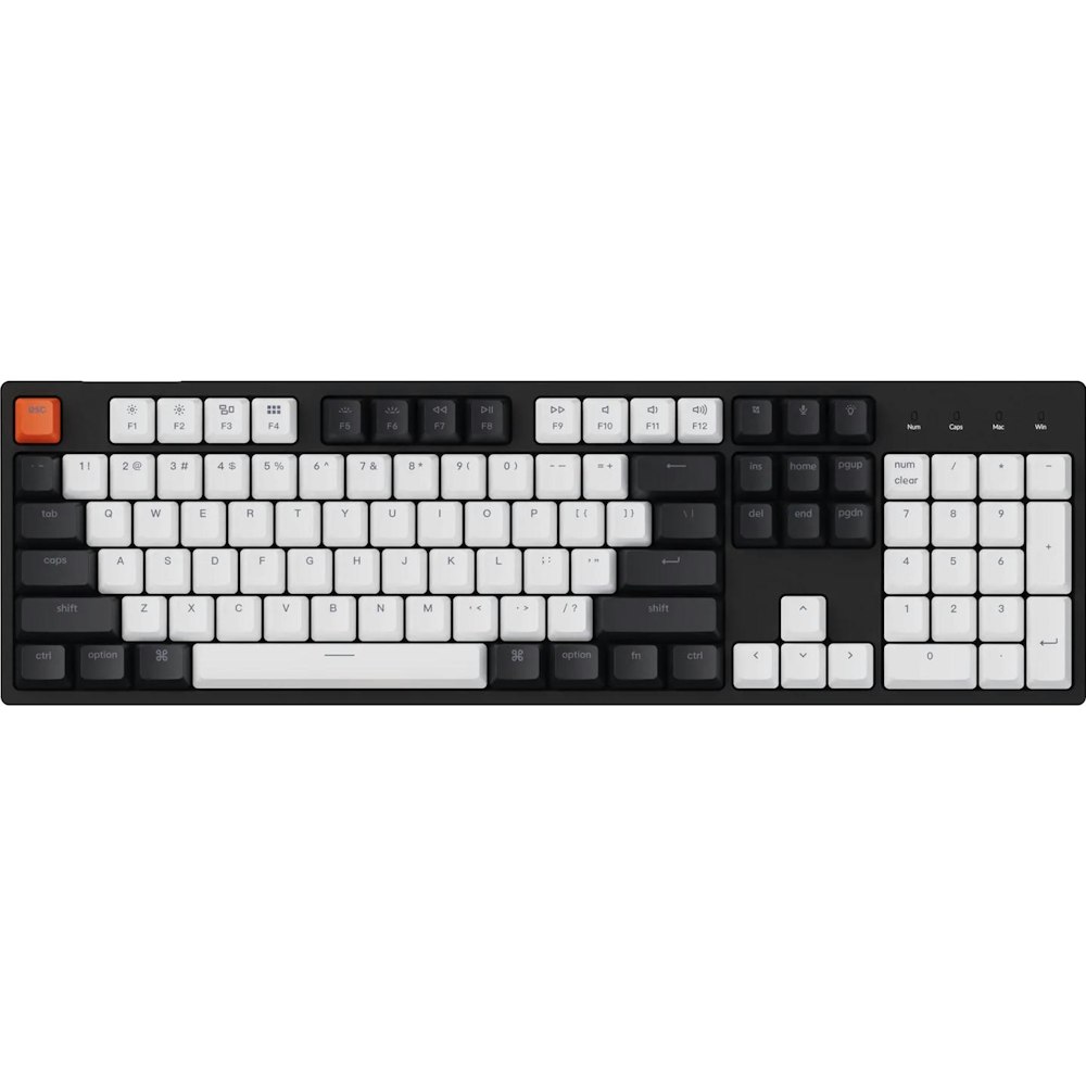 A large main feature product image of Keychron C2 RGB Full Size Mechanical Keyboard - Black (Brown Switch)