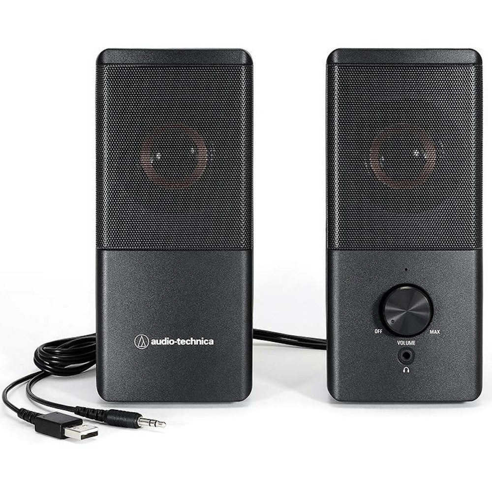 A large main feature product image of Audio-Technica AT-SP95 Active Speakers