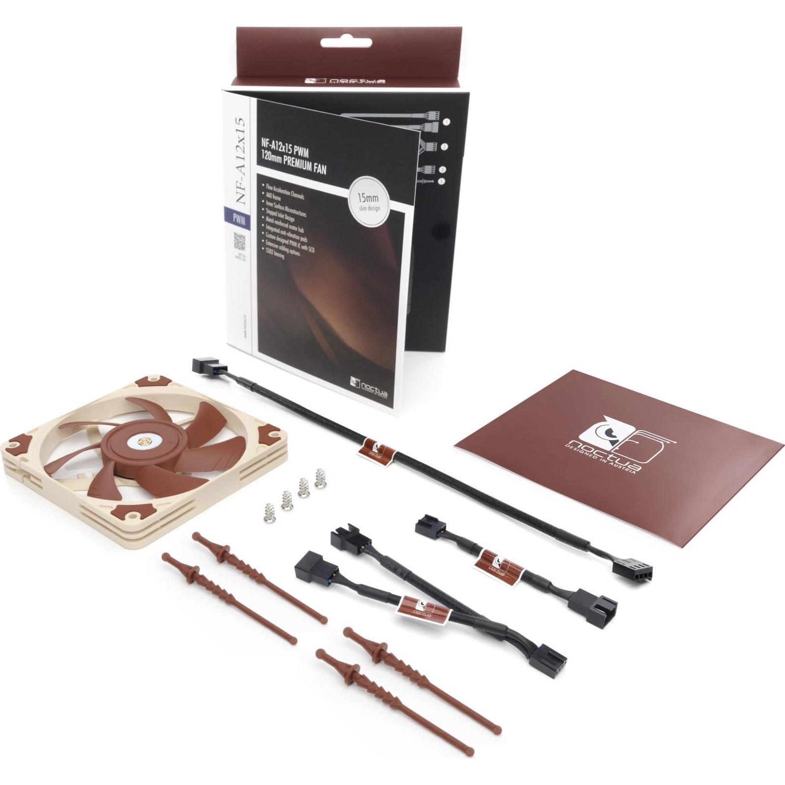 A large main feature product image of Noctua NF-A12x15 PWM - 120mm x 15mm 1850RPM Slim Cooling Fan