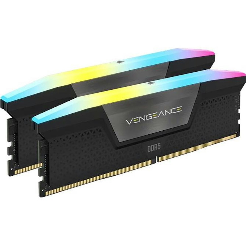 A large main feature product image of Corsair 32GB Kit (2x16GB) DDR5 Vengeance RGB C36 6200MT/s - Black