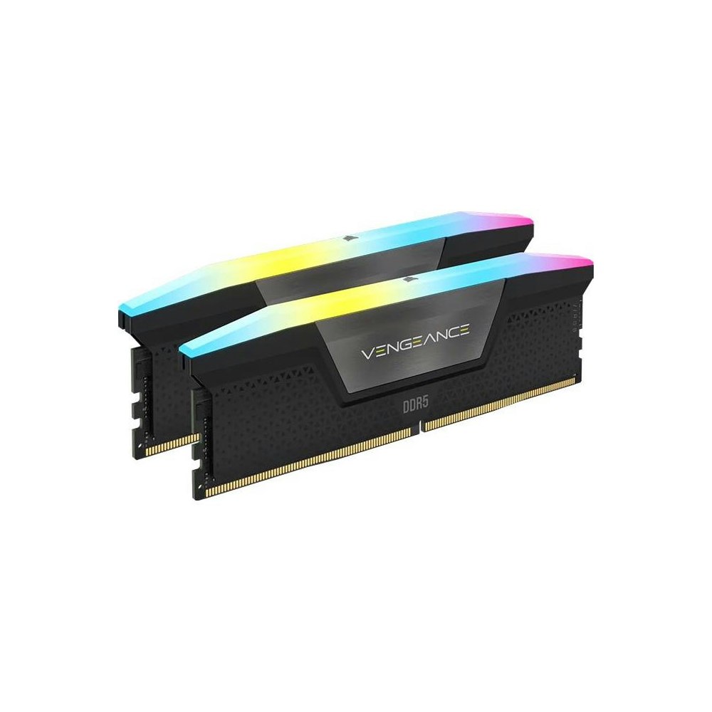 A large main feature product image of Corsair 32GB Kit (2x16GB) DDR5 Vengeance RGB C36 6200MT/s - Black