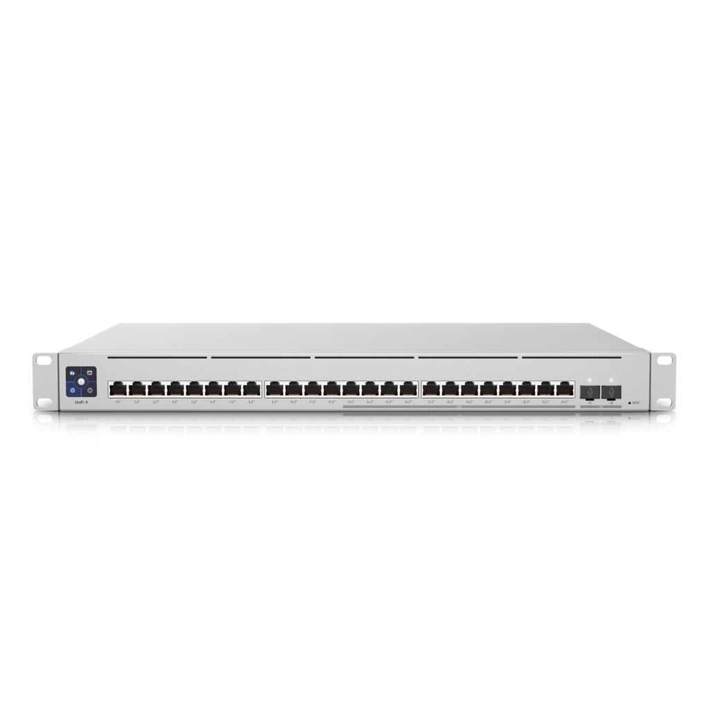 A large main feature product image of Ubiquiti UniFi Switch Enterprise 24-Port Gigabit Layer 3 Switch w/ PoE+