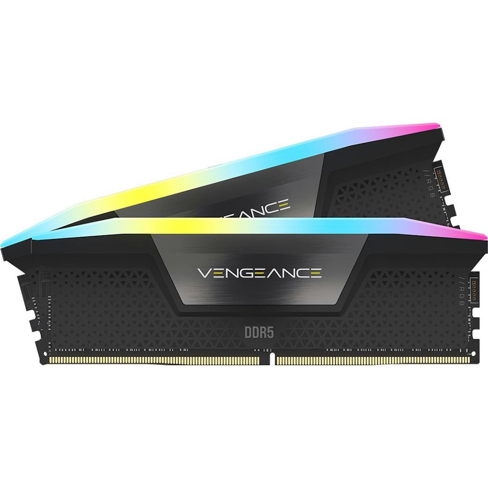 A large main feature product image of Corsair 32GB Kit (2x16GB) DDR5 Vengeance RGB C40 5200MT/s - Black