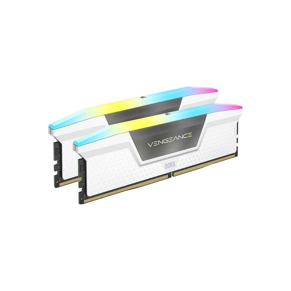 A large main feature product image of Corsair 32GB Kit (2x16GB) DDR5 Vengeance RGB C36 6000MT/s - White