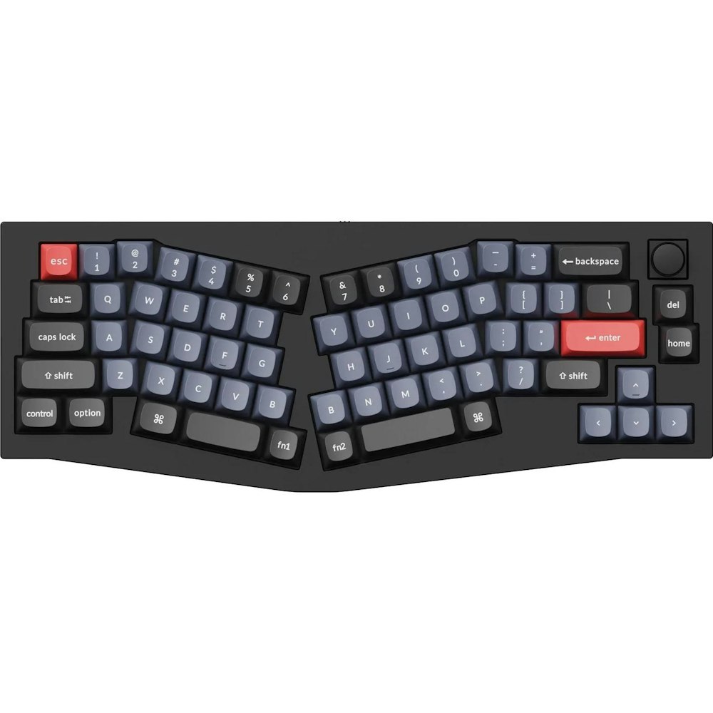 A large main feature product image of Keychron Q8 RGB Ergonomic Mechanical Keyboard - Carbon Black (Brown Switch)