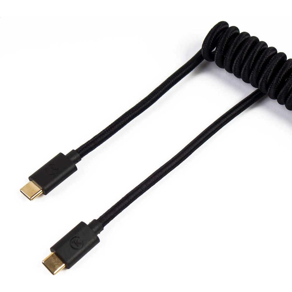 A large main feature product image of Keychron Custom Coiled Aviator Cable USB-C Cable with USB-A Adapter - Black