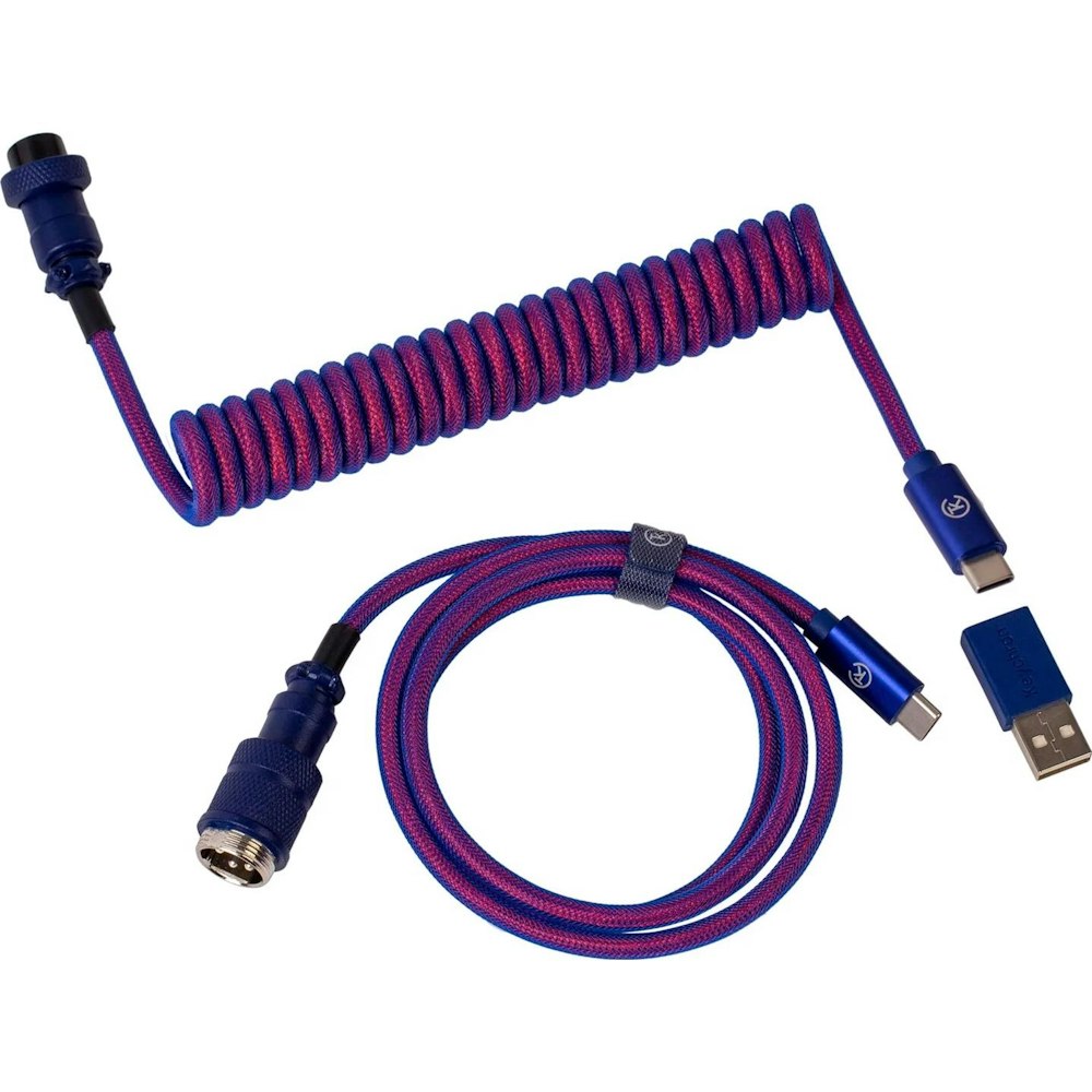 A large main feature product image of Keychron Premium Coiled Aviator Cable - Straight Purple